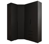 ABIKSMEBLE Inova 1 Juego de Muebles - Armario Moderno - Para Dormitorio, Salón, Entrada, Habitación Infantil - Unidad de Almacenamientopara Vestirse - 236,7x231,7x47cm - Negro, Negro
