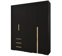 ABIKSMEBLE Inova 1 Juego de Muebles - Armario Moderno - Para Dormitorio, Salón, Entrada, Habitación Infantil - Unidad de Almacenamientopara Vestirse - 236,7x200x47cm - Negro, Dorado