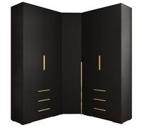ABIKSMEBLE Inova 1 Juego de Muebles - Armario Moderno - Para Dormitorio, Salón, Entrada, Habitación Infantil - Unidad de Almacenamientopara Vestirse - 236,7x281,7x47cm - Negro, Dorado