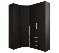ABIKSMEBLE Inova 1 Juego de Muebles - Armario Moderno - Para Dormitorio, Salón, Entrada, Habitación Infantil - Unidad de Almacenamientopara Vestirse - 236,7x231,7x47cm - Negro, Dorado