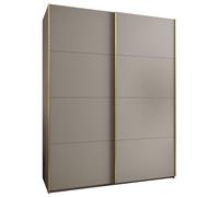 ABIKSMEBLE LUX 1 Armoire à 2 Portes Coulissantes avec Fermeture Silencieuse - Système Coulissant HETTICH Topline L - pour Salon, Chambre à Coucher - 245,5x190x64cm - Cachemire, Cachemire, Or
