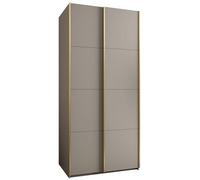 ABIKSMEBLE LUX 1 Armoire à 2 Portes Coulissantes avec Fermeture Silencieuse - Système Coulissant HETTICH Topline L - pour Salon, Chambre à Coucher - 245,5x120x64cm - Cachemire, Cachemire, Or