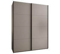 ABIKSMEBLE LUX 1 Armoire à 2 Portes Coulissantes avec Fermeture Silencieuse - Système Coulissant HETTICH Topline L - pour Salon, Chambre à Coucher - 245,5x200x64cm - Cachemire, Cachemire, Noir