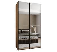 ABIKSMEBLE LUX 2 Armoire à 2 Portes Coulissantes avec Miroir, Fermeture Silencieuse - Système HETTICH Topline L - pour Salon, Chambre à Coucher - 245,5x130x64cm - Artisan, Blanc, Noir