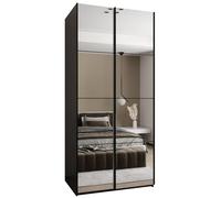 ABIKSMEBLE LUX 2 Armoire à 2 Portes Coulissantes avec Miroir, Fermeture Silencieuse - Système HETTICH Topline L - pour Salon, Chambre à Coucher - 245,5x100x64cm - Noir