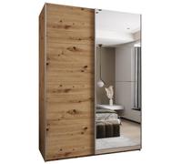 ABIKSMEBLE LUX 3 Élégante Armoire à 2 Portes Coulissantes avec Miroir sur la Porte - Fermeture Silencieuse - Système HETTICH Topline L - 245,5x180x64cm - Artisan, Artisan, Argent