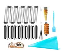 Abiyou Cannoli Moule Cannoli Tube, 23 Pièces Cannoli Moule Set, Moules Crème Pâtissière en Acier Inoxydable, Moules Crème Pâtissière en Acier Inoxydable Envoyer Pinceau de Cuisine,pour Pâte Feuilletée