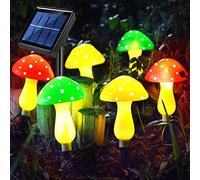 Abkshine Lot de 6 champignons lumineux solaires d'extérieur - 8 modes - Étanches - À énergie solaire - Pour cour, pelouse, allée, Noël, allée, clôture, multicolore