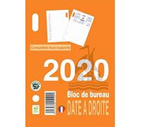 ABL - BLOC DE BUREAU - Bloc DATE A DROITE - Janv. à Déc 2020 - 120 x 83 mm - Compatible Tous Supports (Exacompta, Oberthur, Quo vadis, Lecas, etc.)
