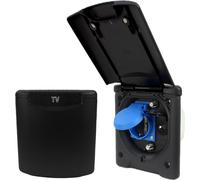 ABL Prise extérieure multifonctionnelle Prise pour auvent Camping-car Caravane 220V 230V Antenne satellite 12 Volt IP54 noir