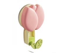 Ableholy Crochet à ventouse tulipe sans perçage, forte absorption sous vide pour serviette de douche, cuisine, salle de bain, plastique ABS épais, vert frais (rose fleur)