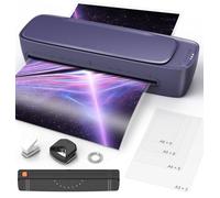 Ablemark Plastifieuse A3, préchauffage en 60 s, 370 mm/min, violette | Chaud/froid, compatible A4/A5/A6, ABS anti-bourrage; kit 9-en-1 avec 30 pochettes, massicot, arrondisseur et perforatrice.