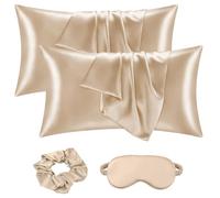 ABOHU Taie Oreiller Satin 40x80 cm Lot de 2 -Similaire Aux Taie d Oreiller en Soie pour Cheveux et Peau, Fermeture Enveloppe Fraîcheur - Inclus Chouchous Satin + Masque Yeux