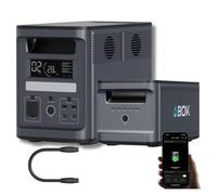 ABOK ARK2000 Station d'alimentation + 1 batterie supplémentaire ARK2000E, générateur solaire LiFePO4 3072 Wh 2000 W, stockage d'énergie extensible, alimentation de secours pour camping et balcon