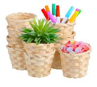 ABOOFAN 10 Pièces Mini Panier Osier Tissé à Main Décoratif en Bois Khaki