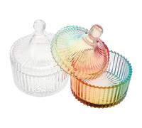 ABOOFAN 2 Pièces Boîte de Rangement en Verre Vintage Décorative | Houppette Coton ou Corps, Usage Bureau et Trousse Maquillage, Style Classique, Objet Décoratif