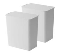 ABOOFAN 2 Pièces Mini Poubelle à Couvercle Basculant Blanche, Pp Compact | Fonctionnement une Main, Joint Hermétique, Nettoyage Facile, pour Coins de Bureau et Buanderie