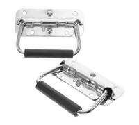 ABOOFAN 2 Pièces Poignée Métallique Pliable à Ressort pour Caisse Lot Grip Caoutchouc Antidérapant Poignée Robuste pour Boîtes à Outils et Coffres de Rangement