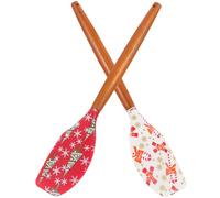 ABOOFAN 2 Pièces Spatule en Silicone Cuisine et Pâtisserie, Racloir à | Bois et Silicone, pour Desserts et Cuisson, Usage de Noël, Outil Multifonction de Préparation