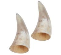 ABOOFAN 2pcs Cornes à Boire Viking en Véritable Corne de Bœuf, Artisanat Exquis, Style Vintage Unique, Adaptées pour Vin et Bière, pour Fêtes à Thème