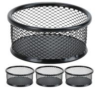 ABOOFAN 4 Pièces Distributeur de Trombones Panier Maillé en Fer Noir, Lot | Rangement Empilable, Structure Simple et Résistante aux Rayures, pour Bureau, École, Casques et Serrage-têtes