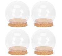 ABOOFAN 4 Pièces Dôme de Verre Décoratif Bouchon en Liège Kaki pour Affichage de Fleurs Éternelles, Protection Élégante pour Décoration Maison et Fêtes