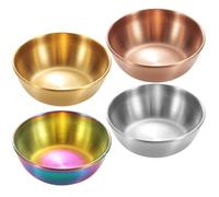 ABOOFAN 4 Pièces Plat à Sauce en Acier Inoxydable, Profond et Large, Léger | Usage Quotidien à Maison, Robuste et Léger, Bol en Métal pour Condiments et Petites Portions
