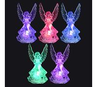 ABOOFAN 5Pcs Figurine Ange LED Allumée Acrylique Clair Statues D' Ange de Prière de Décoration Ange Étincelant Lumière Ornement Chérubin Nuit de Sculpture de Collection pour La Décoration