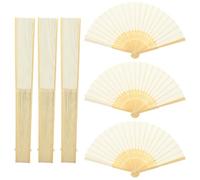 ABOOFAN 6 Pièces Éventail Pliant Classique en Bambou et Papier, Beige | Style Chinois Vintage, Léger et Portable, pour Fête, Photographie et Danse, Pliage Facile