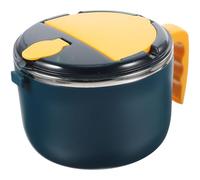 ABOOFAN Acier Inoxydable Bol à Nouilles et Couvercle avec Poignée 1300ml | PP et Acier Inoxydable, Livré avec Couverts, Bleu, Usage Quotidien pour Repas Rapides et Rangement