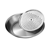ABOOFAN Assiette de Service à Raviolis Double Couche en Acier Inoxydable | Plateau Égouttoir Intégré, Surface Brillante et Lisse, pour Fruits, Collations, Plats Froids ou Chauds, Maison