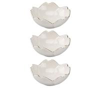 ABOOFAN Assiettes à Sauce Porte-sauce Décoratif pour Table en Céramique Blanc, Lot de 3pcs de Fleur de Cerisier et Assaisonnement Soja ou Moutarde