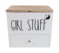 ABOOFAN Boîte de Rangement pour Serviettes Hygiéniques en Bois Blanc avec Couvercle Hermétique Grosse Capacité Profil Fin Organisateur pour Salle de Bain Contenant pour Produits