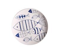 ABOOFAN Céramique Assiette 8 Pouces Motif Poisson Peinte à Main | Finition Émaillée Brillante, Style Artistique, pour Table, Service Quotidien, Vaisselle Cuisine