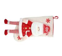ABOOFAN Chaussette de Noël Rouge en Tissu Tricoté et Non-tissé, Décoration Classique Brodée, Douce et Confortable, pour Suspendre Cheminée ou Porte Pendant Fêtes