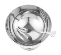 ABOOFAN Coupe à Dessert en Acier Inoxydable 200ml, Argenté, avec Fourchette | Porte-dessert Stable et Réutilisable, Style Simple et Créatif, pour Glaces, Pudding, Fruits