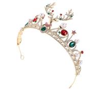 ABOOFAN Couronne de Noël Ornée de Strass, Diadème Étincelant, Or, Léger | Alliage de Zinc et Plastique, Rhinestones Scintillants, Style Rétro Princesse, pour Costumes de Noël et Théâtre