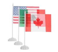 ABOOFAN Drapeaux de Football 2026 pour Bureau en Polyester Blanc Socle Plastique, Impression Vive, Lot de 3 pour Décoration Maison et Réunions en Extérieur Réutilisable