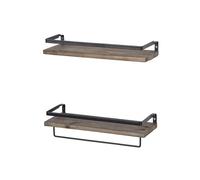 ABOOFAN Étagère Murale Flottante Étagère de Rangement en Fer et Bois, Marron, Facile à Installer Retirer, pour Petits Objets Décoratifs et Jardinière Tubulaire, Salon et Bureau
