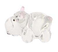 ABOOFAN Figurine Ornement Collectible Élégant en Cristal Blanc D'hippopotame Fait Main, Mini Hippopotame Décoratif Mignon pour Bureau et Tableau de Bord de Voiture