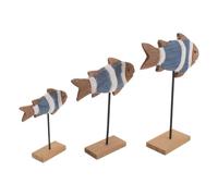 ABOOFAN Figurines de Poisson Méditerranéen en Bois pour Décoration de Table, Style Côtier et Rustique, pour Salon ou Chambre, 3 Pièces