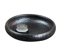 ABOOFAN Grenouille à Fleurs Ronde en Céramique Noire avec Base de Fixation Dense, Porte-Composition Floral pour Prolonger L'appréciation des Fleurs en Pot