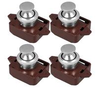 ABOOFAN Loquets de Porte à Bouton-Poussoir en Métal Lot de 4 pour Camping-Car, Finition Nickel Perlé Brun, Serrure Silencieuse Sans Clé, Verrou Discret pour Compartiments de Tiroir
