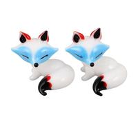 ABOOFAN Lot de 2 Figurines de Renard en Verre Soufflé Main, Décoration Créative et Moderne pour Occasions Spéciales, Ornement Blanc pour Gâteau ou Bureau
