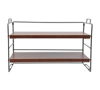 ABOOFAN Marron Bibliothèque à Double Niveau en Fer et Bois de Bureau | Simple à Installer, Structure Légère et Pratique, Garde le Bureau Net, Facile à Déplacer