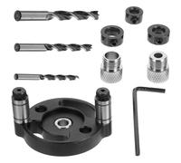 ABOOFAN Outils de Guidage de Perçage Vertical en Alliage d'Aluminium, Kit de 8 Pièces pour Gabarit de Cheville, Foret Auto-Centreur pour Travail du Bois et Centrage