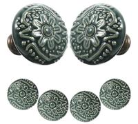 ABOOFAN Poignées de meuble en céramique 6 pièces, boutons ronds à un trou pour tiroir, armoire et meuble TV, style moderne, vert clair