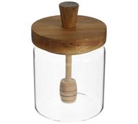 ABOOFAN Pot De Miel En Verre Transparent Avec Couvercle En Bois Et Louche De Miel Récipient De Conservation Pour Cuisine 5.31"X3.54" Stockage Sirop Confiture