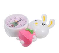 ABOOFAN Réveil Lapin Rose Mignon pour Garçon et Filles Aiguilles Silencieuses en Plastique, Horloge Ronde pour Bureau ou Table de Chevet