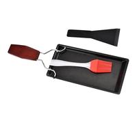 ABOOFAN Set Barbecue 3 Pièces Poêle à Steak Antiadhésive avec Base Plate en Métal et Bois, Poignée en Bois Naturel Cuisine Extérieure Robuste et Pratique